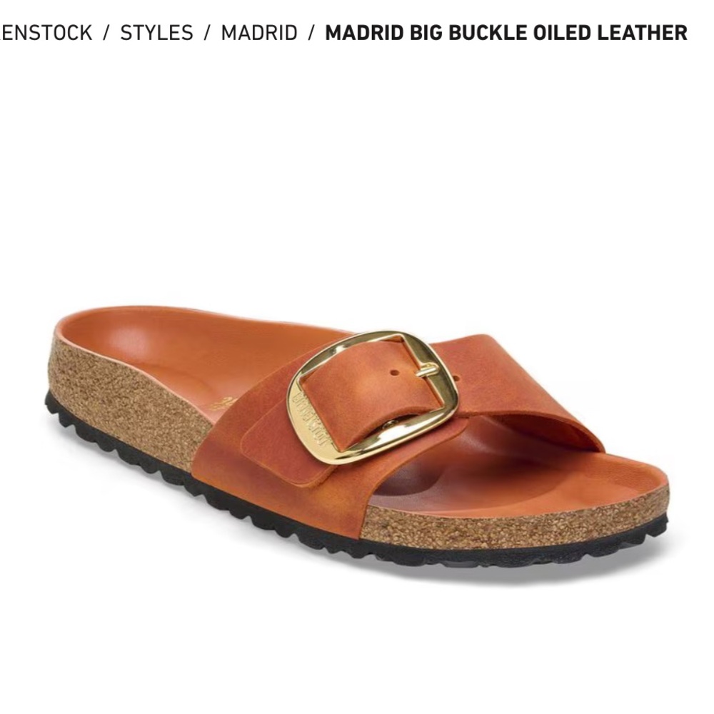 Madrid Big Buckle Oiled Leather Sandals